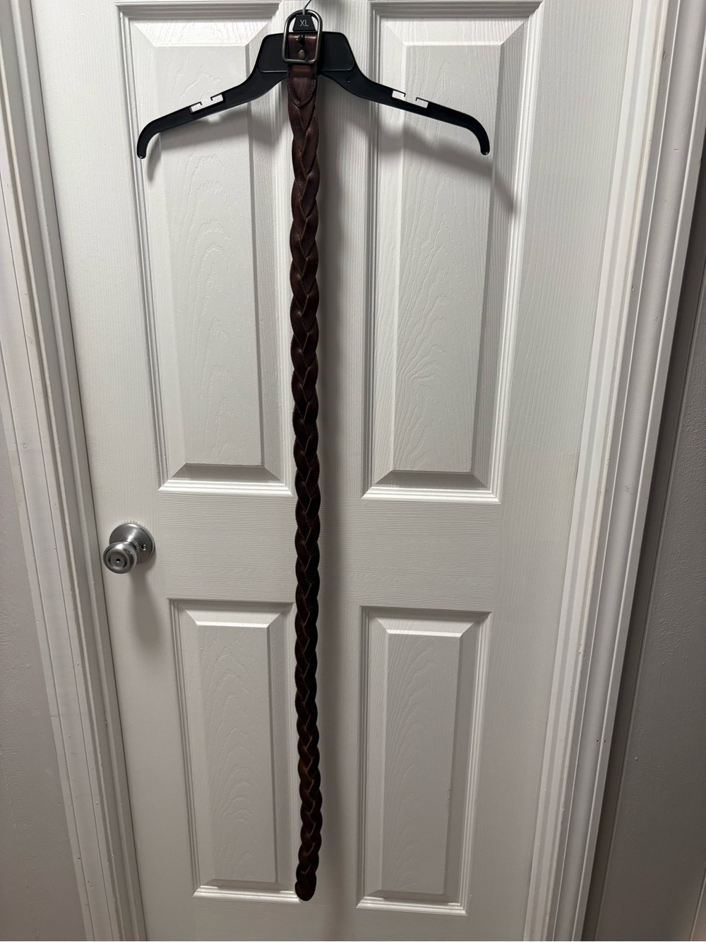 Braided Brown Leather Belt - Classic Women's Accessory